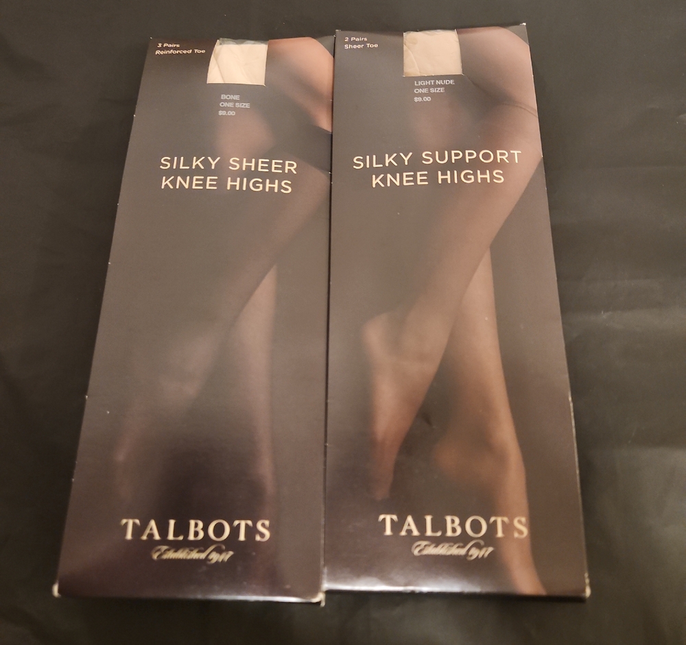 Talbots Silky Knee Highs - Black and Nude